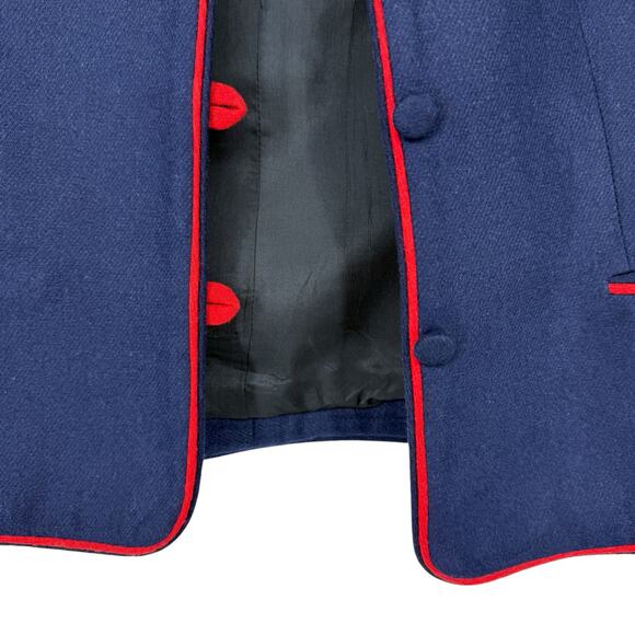 Vintage Navy Red Glen Aire Wool Feel Blazer Sz 9/10 Preppy Y2K 90s Old Money - Picture 7 of 15